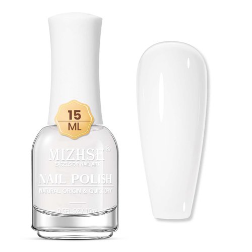 MIZHSE Quick Dry Nail Polish, Milky White Nail Polish Air Dry Fast, 15 ml Regular Water-based Nai...