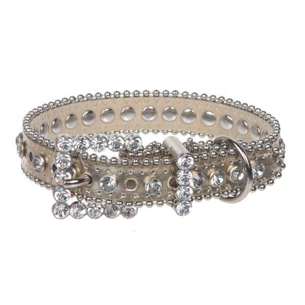 beltiscool 3/4" (20 mm) Metallic Rhinestone Dog Collar Size: M: 11"-13" Neck Color: Gold