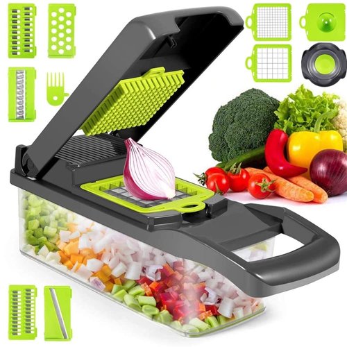 Vegetable Chopper 12-in-1 Mandoline Slicer, Multi Blade with Hand Protector and Container