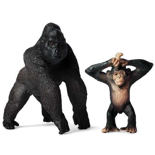 Gemini&Genius Gorilla Toys for Kids, Safari Animal Toys Gorilla with Baby Toy Figurines, Wildlife World Action Figure, Backyards Garden Flowerpot Room Decoration, Cup Cake Toppers for Kids