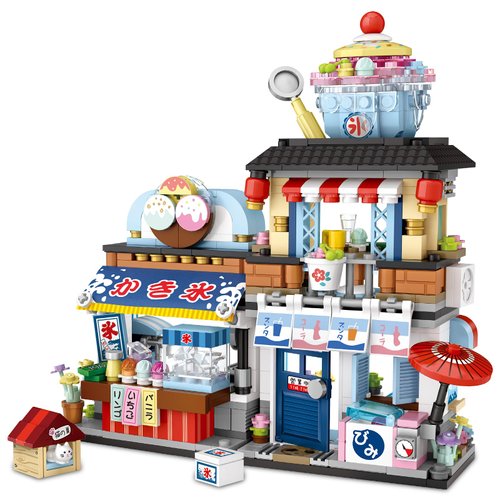 QLT Japanese Street View Ice Drink Shop Mini Building Blocks, Building Toys Model Set for Girls, Boys 6-12 Years Old, 668 PCS Simulation Architecture Construction Toy, Gift Idea for Kids Adults