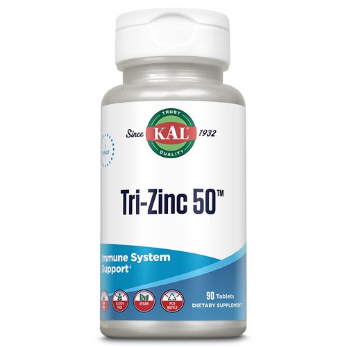 KAL Tri Zinc 50mg w/Zinc Citrate, Zinc Amino Acid Chelate and Zinc Picolinate, Healthy Metabolism and Immune Support Supplement, Vegan, Gluten Free, Non-GMO, 60-Day Guarantee, 90 Servings, 90 Tablets