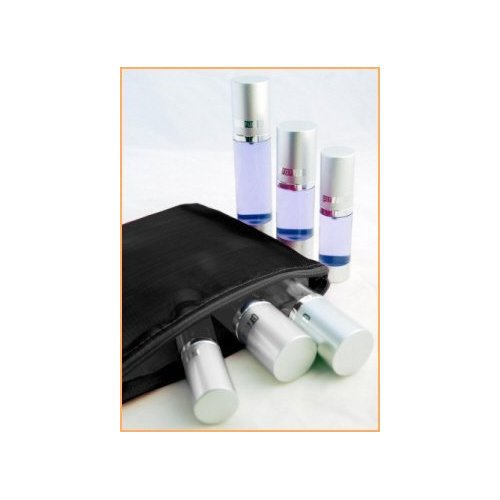 BottleWise 5 Piece Travel Bottles for Toiletries - TSA Approved, Compact, Leak Proof, Travel Size, Refillable Airless Bottles for your Portable Skincare Routine (Black)