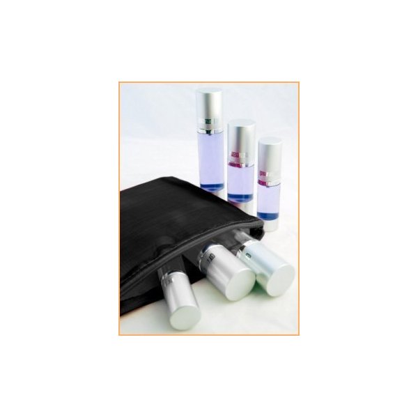 BottleWise 5 Piece Travel Bottles for Toiletries - TSA Approved, Compact, Leak Proof, Travel Size, Refillable Airless Bottles for your Portable Skincare Routine (Black)