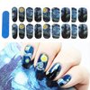 3D Van Gogh's Starry Night Fullnail Stickers, Full Nail Starry Sky Art Gel Nail Polish Sticker Decals, Shimmery Glittery, Long Lasting, Easy to Apply & Remove - 2 Sheets(28 Nail Wraps) and 1 Nail File