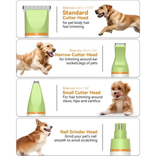 Dog Grooming Clippers Kit, All-in-One Low Noise Dog Paw Trimmer Electric Rechargeable Cordless Small Quiet Pet Foot Shaver Stainless Steel Scissors and Comb for Dogs Cats at Home