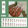 Glitter Green Irregular Pattern Press on Nails Extra Long Ballerina Fake Nails White Lines Coffin Nails Glossy Full Cover Artificial False Nails Design Reusable Stick on Nails Glue on Nails for Women