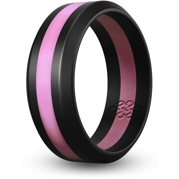 Knot Theory Pink Striped Silicone Ring for Men Women - 8mm Wedding Band Size 9