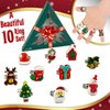 Christmas Stocking Stuffers Jewel Rings for Kids, Set of 10 Christmas-Themed Adjustable Holiday Dress-Up Play Rings for Girls Christmas Tree Gift Box, Christmas Gift for Girls Age 3 4 5 6 7 8 and Up