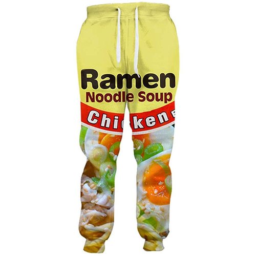 Keasmto 3D Ramen Chicken Noodle Soup Beef Pant for Men Women Cotton Pants Cute Chicken-Medium