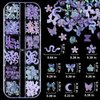 Kikonoke 2 Boxes 3D Flower Nail Charms Butterfly Bow Snake Rabbit Bear Shaped Nail Art Rhinestones Gems for DIY Nail Art Decoration Making Craft (Purple)