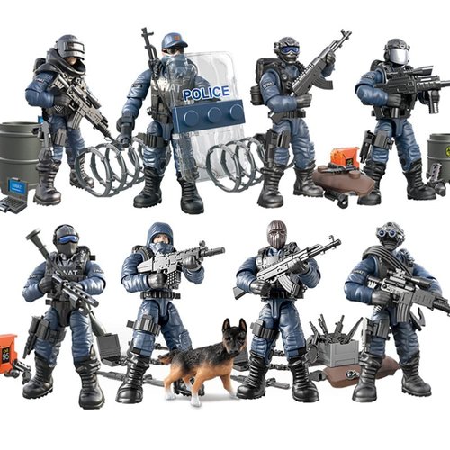 ENHANA 8 PCS Building Block City Policeman Action Mini-Figures with Multiple Military Weapons Acc...