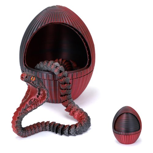 LYROYREG 3D Printed Snake Egg, 3D Printed Fidget Animals,3D Crystal Snake Flexible Joints Home Decor Executive Desk Toys,Home Office Decor Executive Desk Toys for Autism/ADHD (Black+Egg)