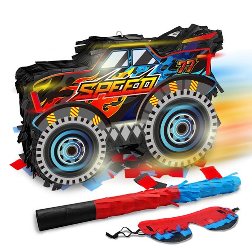 Truck Pinata for Party Supplies Monster Truck Pinata Car Pinata with Stick and Blindfold for Boys Party Decoration, Cool Birthday Party Supplies