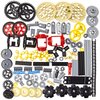 TEESE 116pcs Technic-Gears-Axles-Pins-Connectors-Wheels-Differential-Tires-Chain-Steering-Wheel String-Reel-Drum, Compatible with Technic-Parts, for STEM MOC Technic-Project-Bulk-Blocks (Random Color)