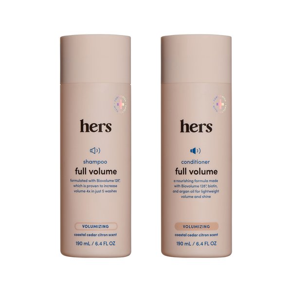 Hers Full Volume Shampoo and Conditioner - Volumizing Shampoo and Conditioner for Women - Soft Cedar & Citron - Adds Volume, Shine & Bounce - 2 x 6.4 fl oz Bottles