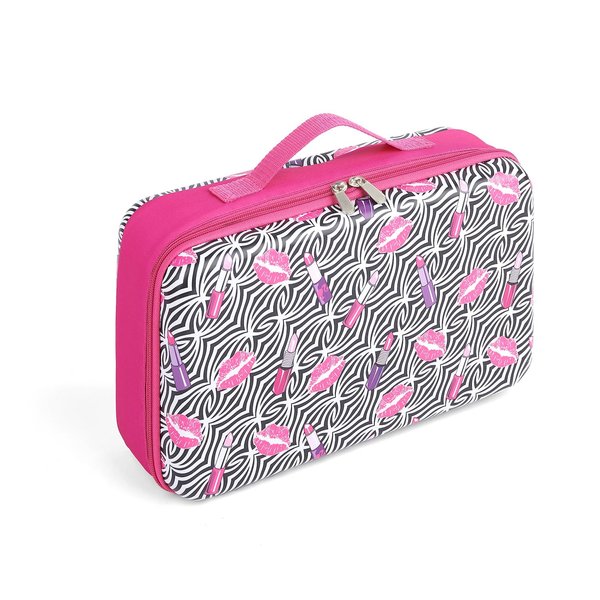 Badger Basket Stylish Lipstick Print Travel Case for 12-Inch Fashion Dolls – Ultimate Storage Solution