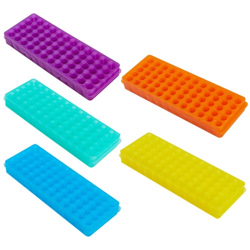 OLYCRAFT 5PCS Polypropylene Microcentrifuge Tube Rack, Double Panel 60-Well Centrifuge Test Tube Holder for Chemistry Laboratory - Assorted Colors