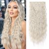 REECHO Hair Extensions, Blonde Clip in Hair Extensions 24" Thick Long Loose Waves hair extensions HE002 Invisible Lace Weft Natural Soft Hairpieces for Women – Platinum Blonde