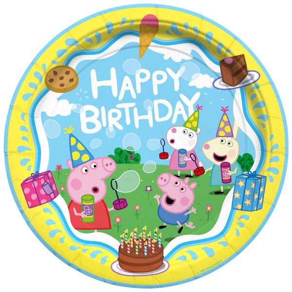 Treasures Gifted Officially Licensed Peppa Pig Dinner Plates 24ct - 9 Inch Peppa Pig Party Plates - Peppa Pig Birthday Party Supplies - Peppa Pig Paper Plates - Peppa Pig Plates for Birthday Party