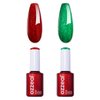Ozzeal Glitter Gel Nail Polish Set,2 Pcs Christmas Red Green Glitter Gel Nail Polish Sparkle Shimmer Glitter Gel Polish Fall Winter New Year Gel Polish Kit Soak off LED UV 0.5 Fl Oz