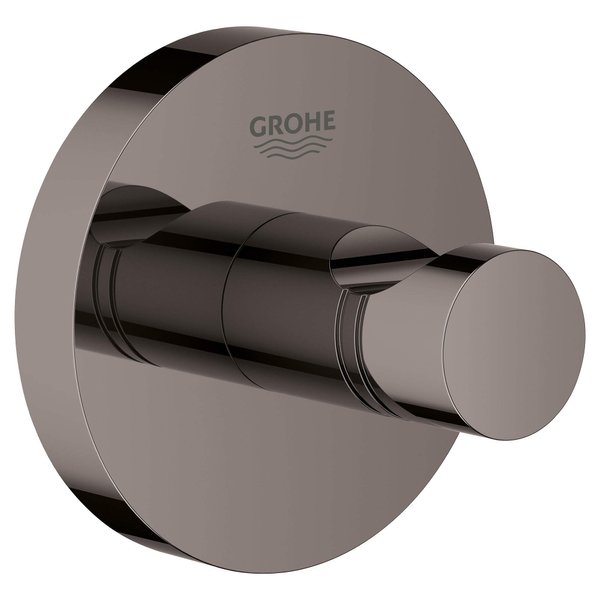 GROHE 40364A01 Essentials Wall-Mounted Bathroom Robe Hook, Hard Graphite