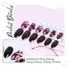 Cosydays Stiletto Punk Witches Press on Nails Black and Red Flame Marble Full Cover False Nails Glossy Fake Nail for Women and Girls (24 PCS） (A-Black and Red)