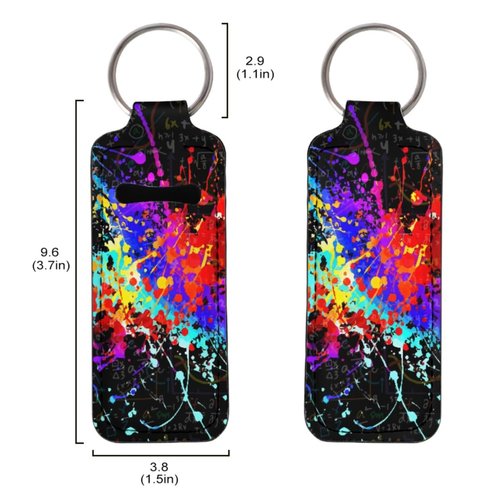 GLUDEAR Womens 3Pcs Lipstick Balm Holder Chapstick Holders 3D Print Keychain Holder Tube Holde Lipstick Tracker,Splash Oil Paint