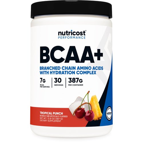 Nutricost BCAA + Hydration Powder (Tropical Punch) 30 Servings - Branched Chain Amino Acids with Hydration Complex - Gluten-Free, Non-GMO