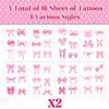 96 PCS Pink Coquette Bows Temporary Tattoos Stickers, Pink Bow Party Favors Coquette Bow Birthday Party Decorations Supplies for Kids Adults Girls Women, 16 Sheets