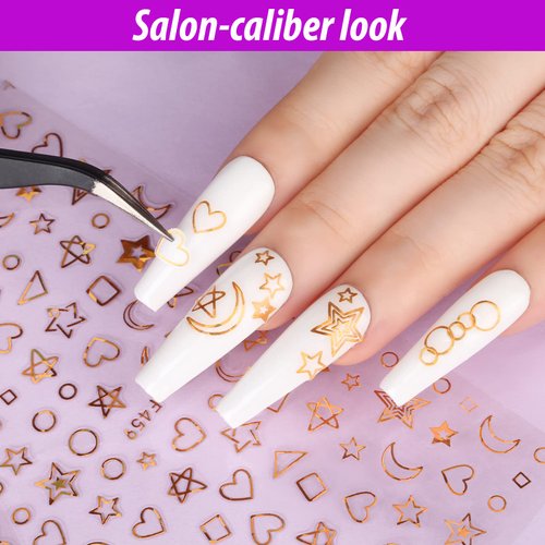 Teenitor Nail Art Stickers Self-Adhesive, 12 Sheets Flower Nail Stickers Butterfly Nail Decals Nail Stickers for Kids Flower Butterfly Stars Fruits Leaves Nail Decoration Stickers for Women Kids