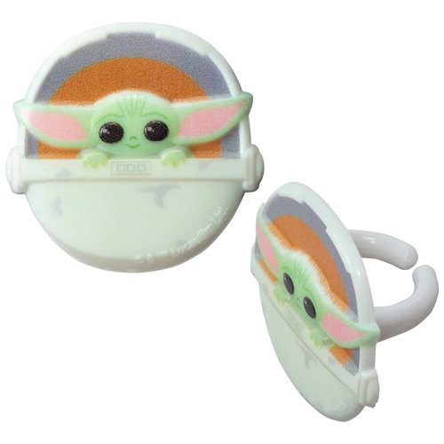 DECOPAC Star Wars The Mandalorian The Child Rings, Cupcake Decorations, Food Safe Cake Toppers – 24 Pack