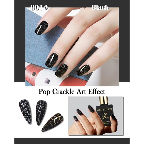 3D Crackle Gel Nail Polish,Magic Black Crackle Nail Gel Glue Polish,Unique Variegated Cool Crackle Pattern,Long-lasting Durable Natural Air-drying Styling,Home DIY Nail Gel Glue Polish for Women-12