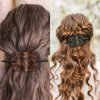 Noverlife 6PCS Leather Hair Barrettes with Stick, Square Shape Hair Clips Hair Slider Pins Ponytail Holders, Hair Accessories Hair Set Clips Hair Barrette with Wood Slide Stick for Women Girls