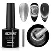 MIZHSE 9D Cat Eye Gel Nail Polish, Silver Magnetic Gel Polish with Magnet Stick, Magic Shimmer Galaxy Effect Holographic Glitter Silky Cat Eye Nail Polish Soak Off Nail Art Salon Manicure DIY at Home