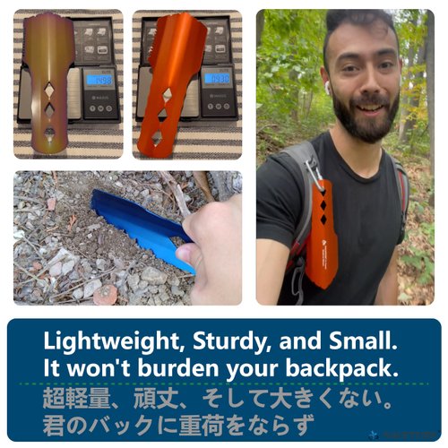 NACETURE Ultralight Backpacking Trowel Aluminum Shovel Small Potty Multitool with Longer Handle Design Essential for Hiking, Camping and Survival Bags (Orange 1 Pack)