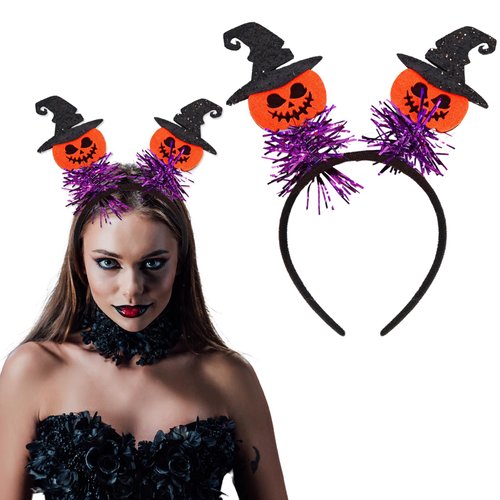 HAKJXOS Halloween Headbands Pumpkin Witch Hat Hair Accessories for Women Men Purple Color Bar Hair Bands Black Headband Halloween Head Bands for Women Hair Cute Fashion Accessories 1Pcs