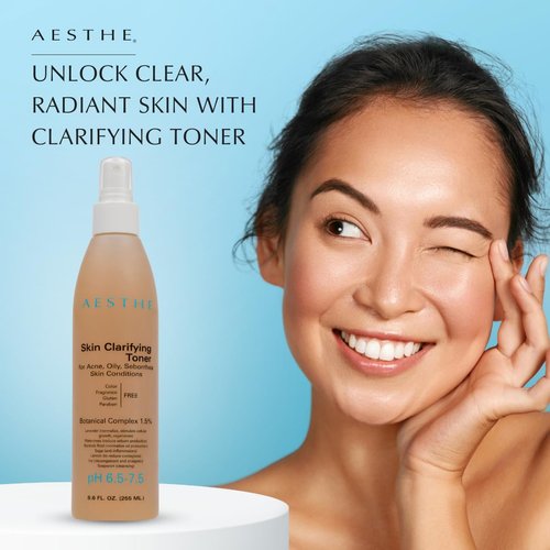 Aesthe Skin Clarifying Toner for Oily & Combination Skin Types - Botanical Extracts - Watercress, Sage, Lemon, Burdock, Willow - pH Balancing Facial Toner - Balance & Firm - Vegan Skincare - 8.6 fl oz