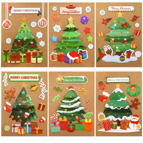 Christmas Cards Christmas Tree Card Making Craft Kits for Kids DIY Holiday Greeting Card Bulk for Classroom Activities Party Favors