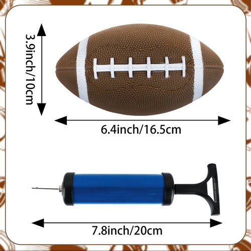 Hooqict 4 Pack Inflatable Footballs with Hand Pump 6.5 Inch Soft Mini Footballs Inflatable Sports Rubber Balls for Kids Toddlers Indoor Outdoor Playground Games Small Football Toys