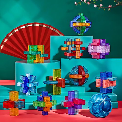 RoseFlower 12pcs Brain Teaser Puzzles, IQ Challenge Puzzle Games, Logic Smart Mind Puzzle Box Lock Toy Removing Assembling 3D Puzzle Gift Set for Adults Teenagers Kids, 2.7inch 7cm