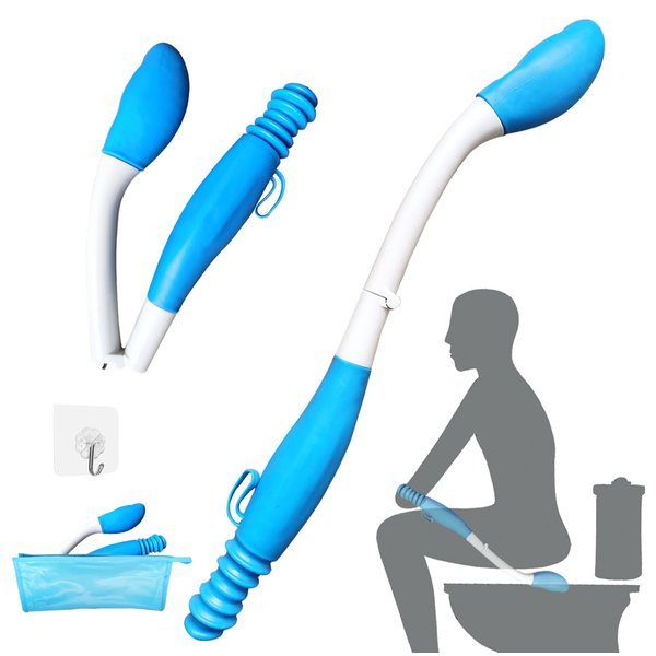 JJHREI Foldable Toilet Aids for Wiping Bottom - Butt Wiper Tool - Self Wipe Assist for Toileting - Daily Living Bathroom Aids for Limited Mobility
