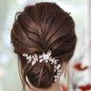 YBSHIN Pearl Bride Wedding Hair Pins Silver Crystal Hair Pieces Rhinestone Hair Clips Bridal Hair Accessories for Women and Girls (Pack of 3)