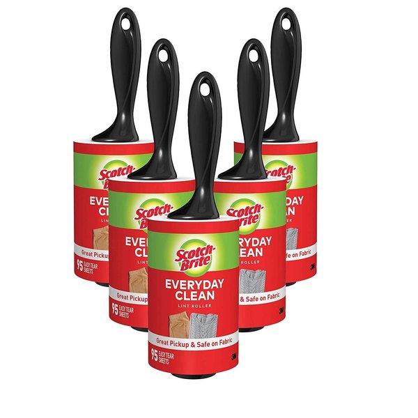 Scotch-Brite Lint Roller Value Pack, Works Great On Pet Hair, 5 Rollers, 95 Sheets Per Roller, 475 Sheets Total