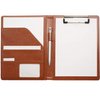 Junior Padfolio Clipboard Small for 7 x 9 Writing Pad Refillable, Mymazn Faux Leather Folder A5 for Folio Notepad Legal pad 5 x 8 Junior Size Folio Portfolio (Brown)