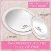 MIRRORVANA 20X & 15X Magnifying Mirror Set Combo with 3 Suction Cups Each - Compact & Travel Ready - 6-Inch and 4-Inch Wide