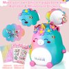 VeewyRee Unicorn Piggy Bank Girls – Cute Rainbow Kids Piggy Bank for Girls, Personalized Unbreakable Resin Coin Money Bank for Kids with Stickers for Toddlers