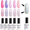 RARJSM Pastel Gel Nail Polish Set 6 Colors Pink Purple Series Chrome Reflective Holographic Glitter Gel Polishes Silver Ch7.5ML Curing Required Soak Off Nail Gel Kit Salon Home Diy French Manicure