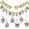 Cat Theme Birthday Party Decorations, Cat Birthday Decorations Cat Banner Happy Birthday Banner Cat Hanging Cutouts Hanging Swirl Decor