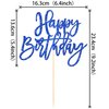 1 PCS Happy Birthday Cake Topper Glitter Happy Birthday Cake Pick for Celebrating Happy Birthday Anniversary Theme Party Cake Decorations Supplies Dark Blue